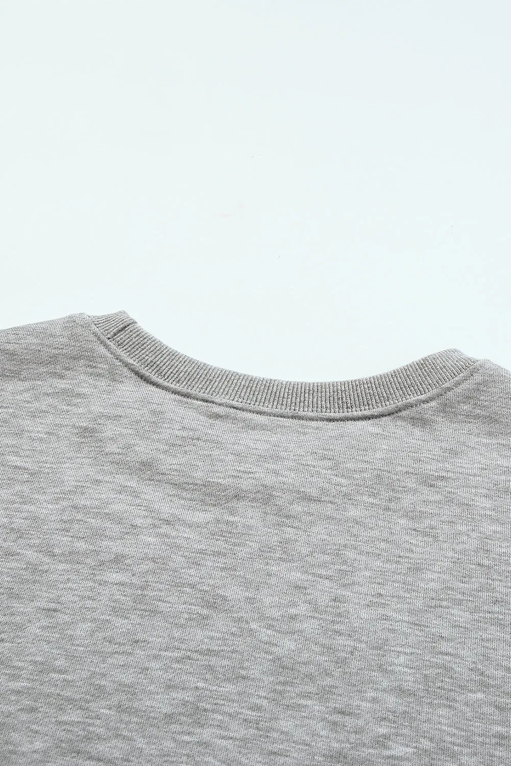 Gray Plain Crew Neck Pullover Sweatshirt