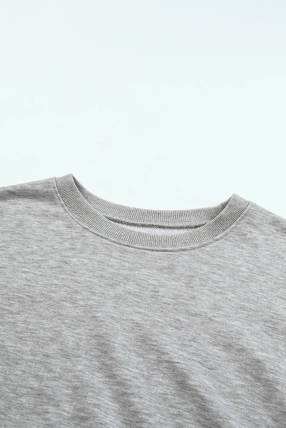 Gray Plain Crew Neck Pullover Sweatshirt