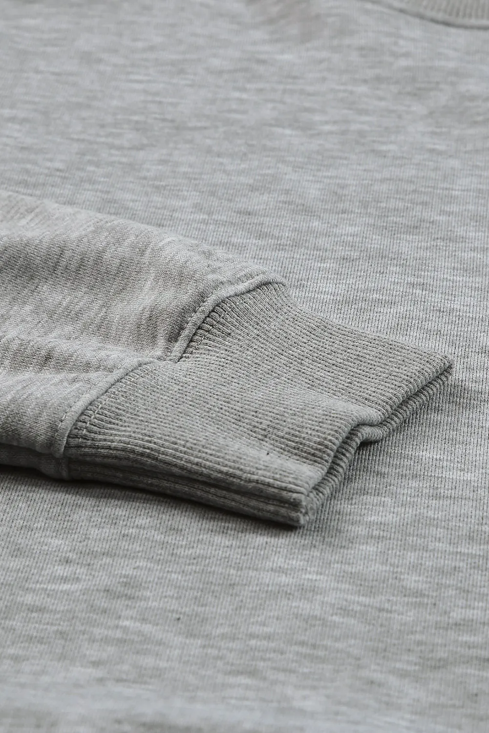 Gray Plain Crew Neck Pullover Sweatshirt