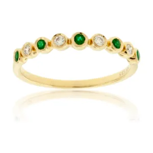 Green Emerald & Diamond Bezel Style Band