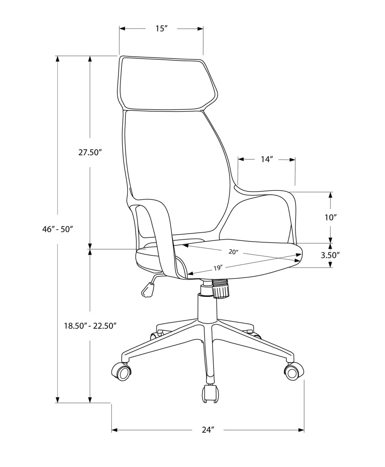Grey Black Ergonomic Adjustable Microfiber High Back Executive Office Chair