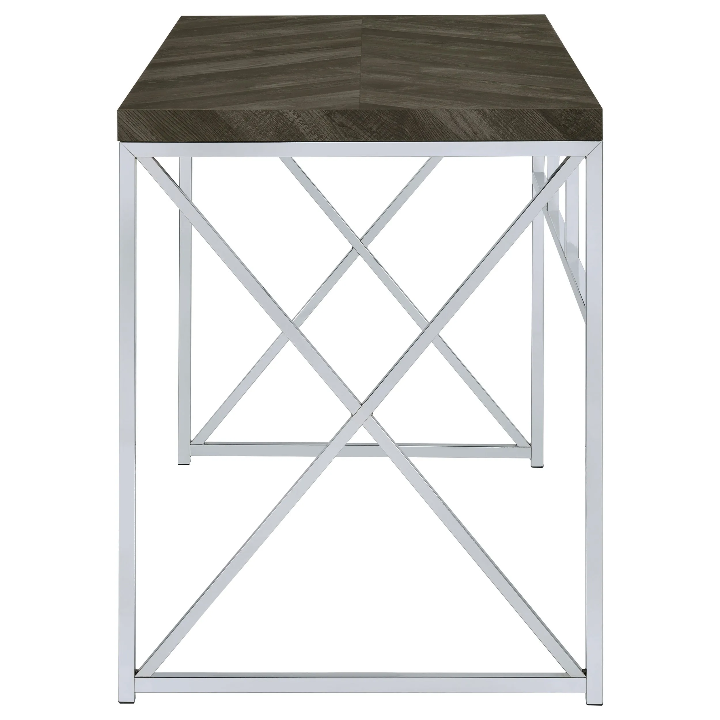 Grimma 47-inch Writing Office Desk Rustic Grey and Chrome