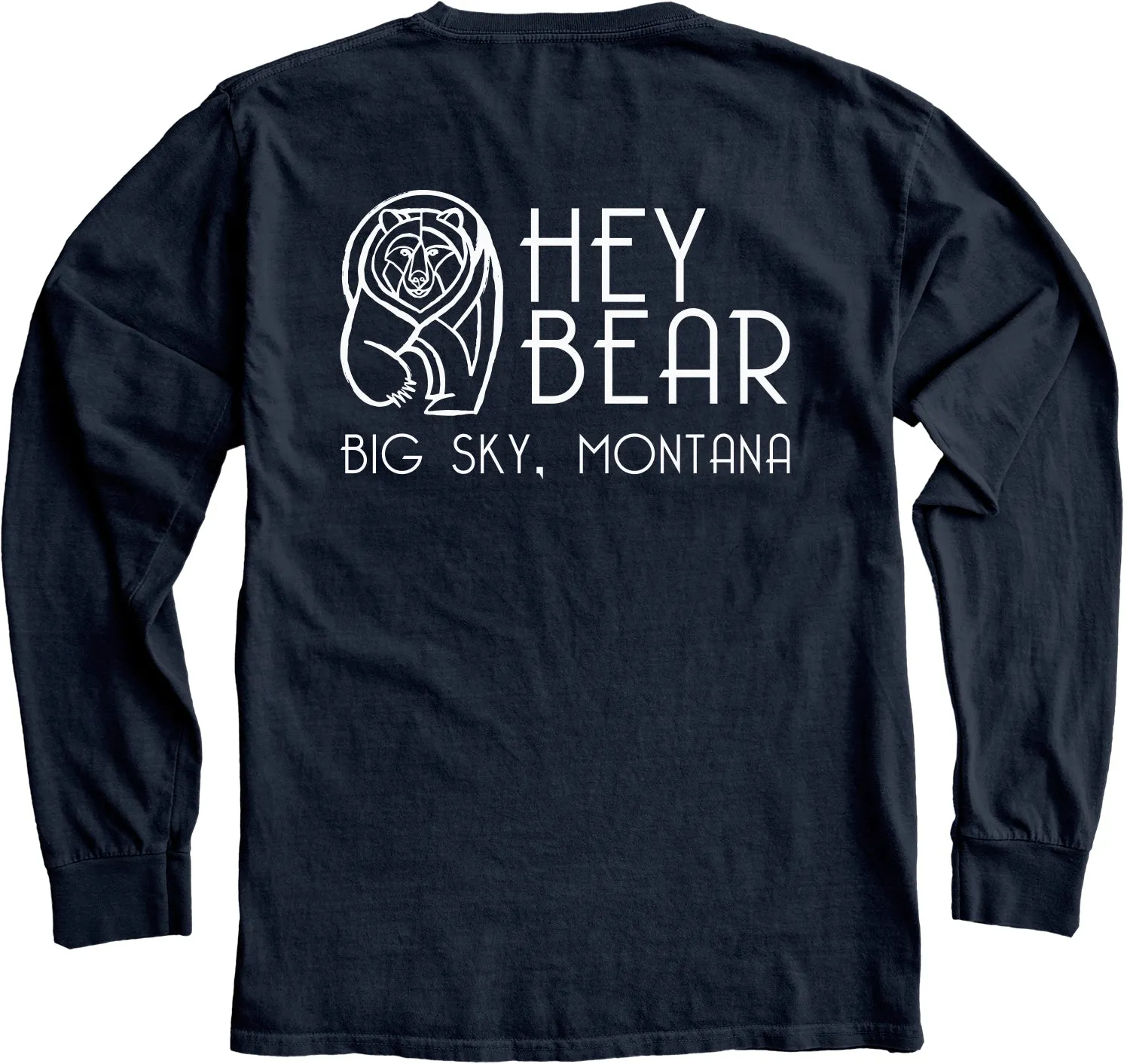 Hey Bear Unisex Heather Navy Long Sleeve