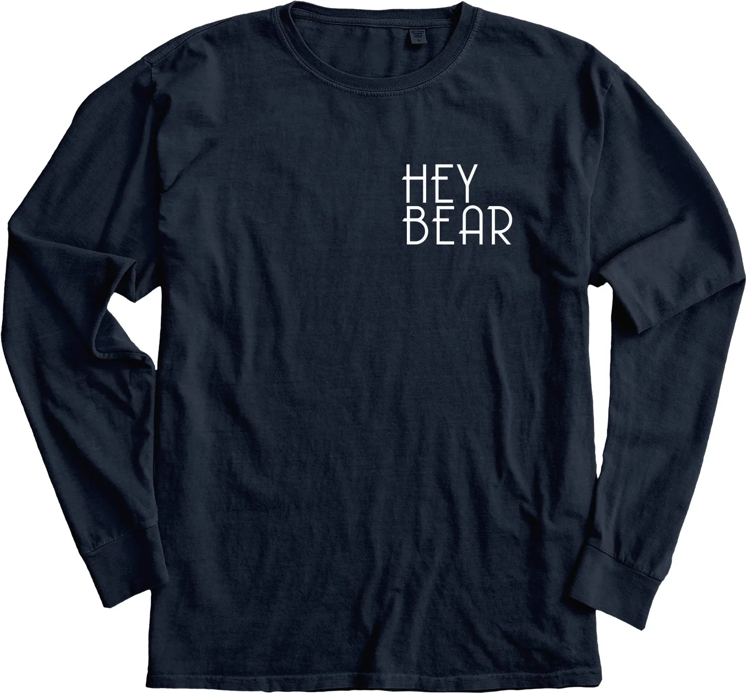 Hey Bear Unisex Heather Navy Long Sleeve