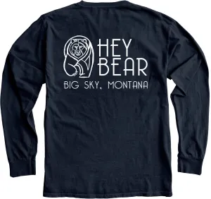 Hey Bear Unisex Heather Navy Long Sleeve