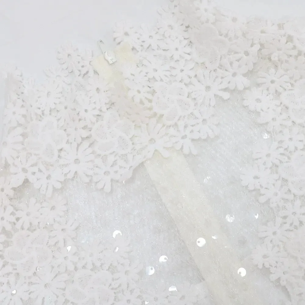 High Collar Sheer Accent High Waist Jumpsuit