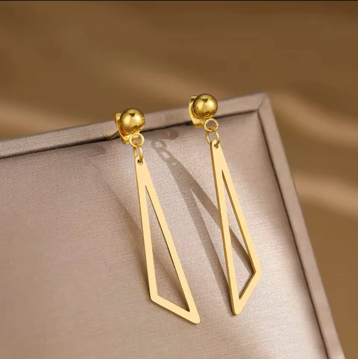 Hollow Triangle Pendant Dangling Earrings