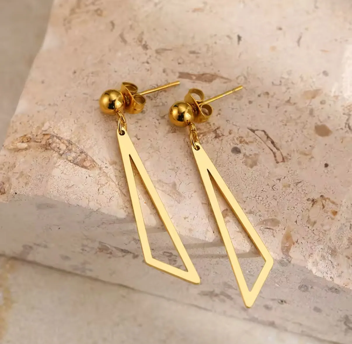 Hollow Triangle Pendant Dangling Earrings