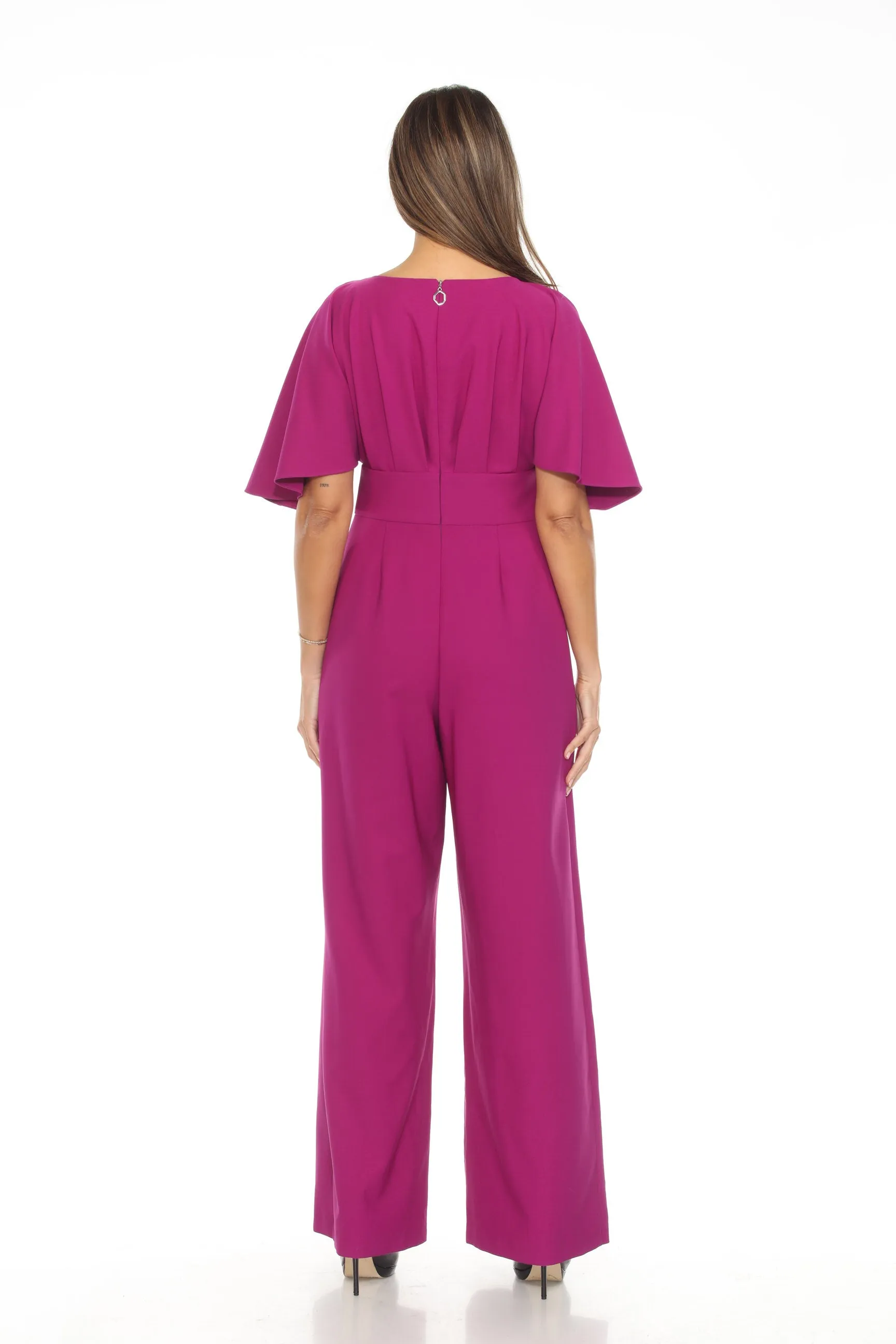 Joseph Ribkoff Empress Violet Flutter Sleeves Wide Leg Jumpsuit 243708