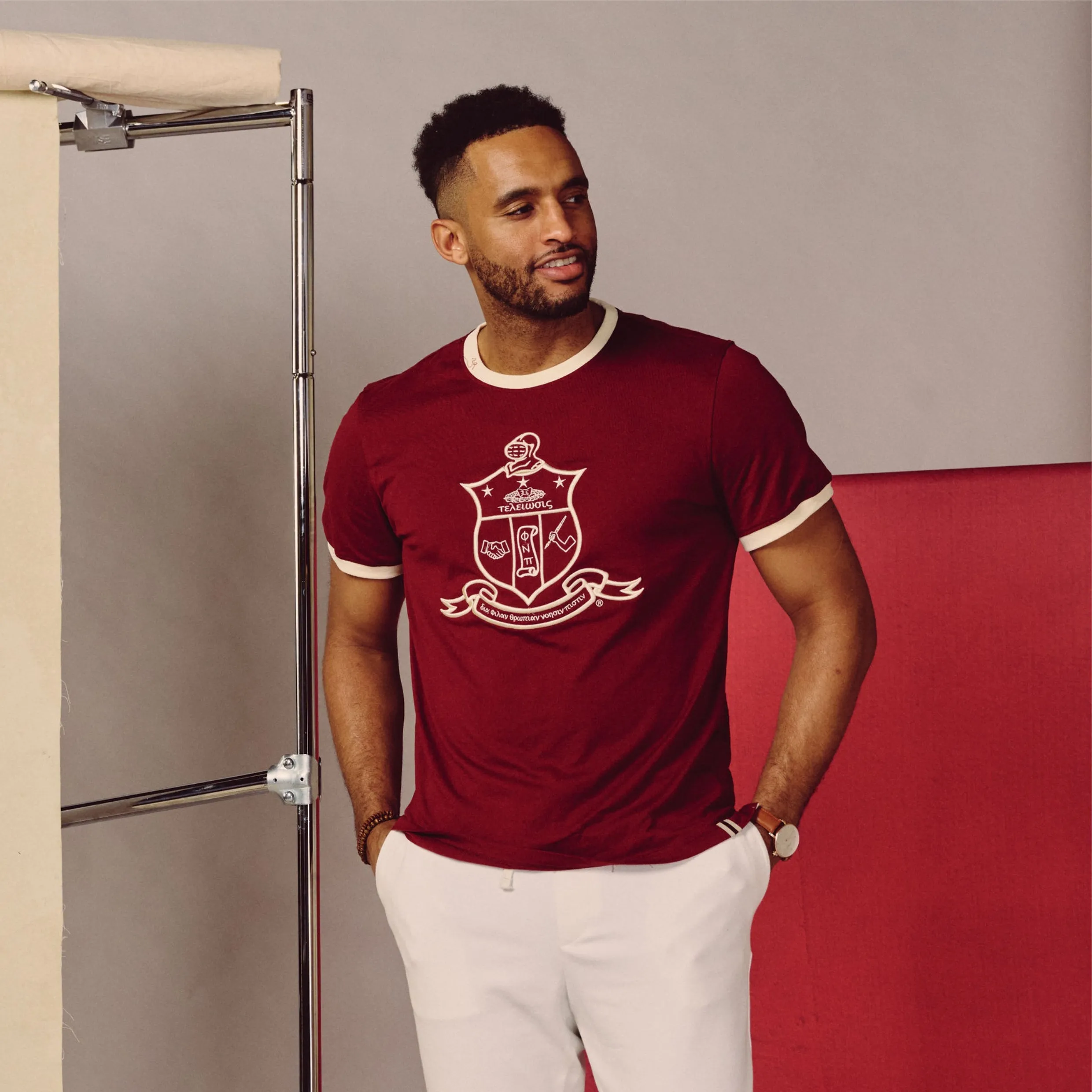 Kappa Alpha Psi Coat of Arms Ringer Tee (Cream)