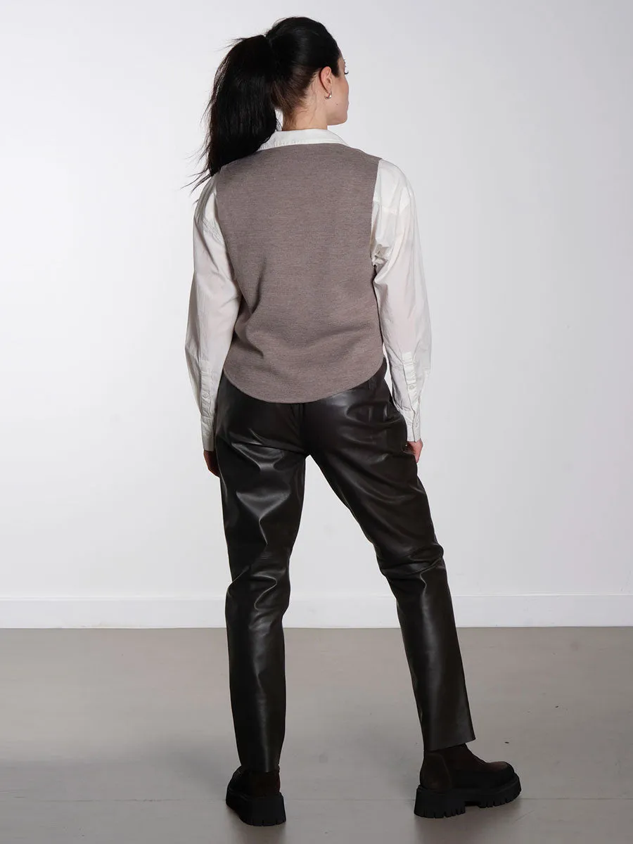Khloe Knitted Waistcoat - Dark Sand