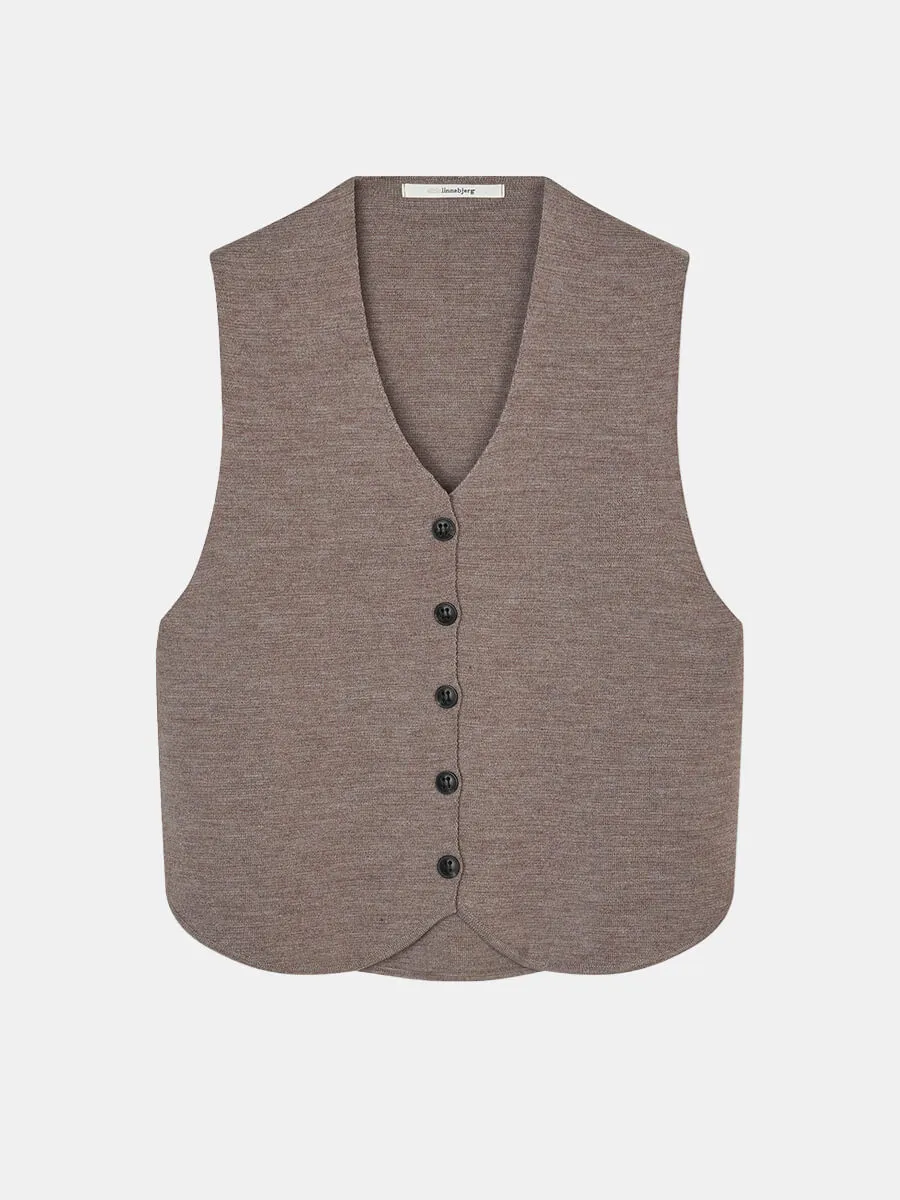 Khloe Knitted Waistcoat - Dark Sand