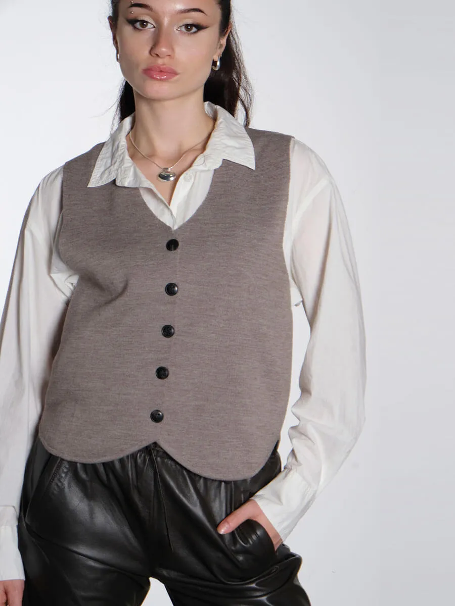 Khloe Knitted Waistcoat - Dark Sand