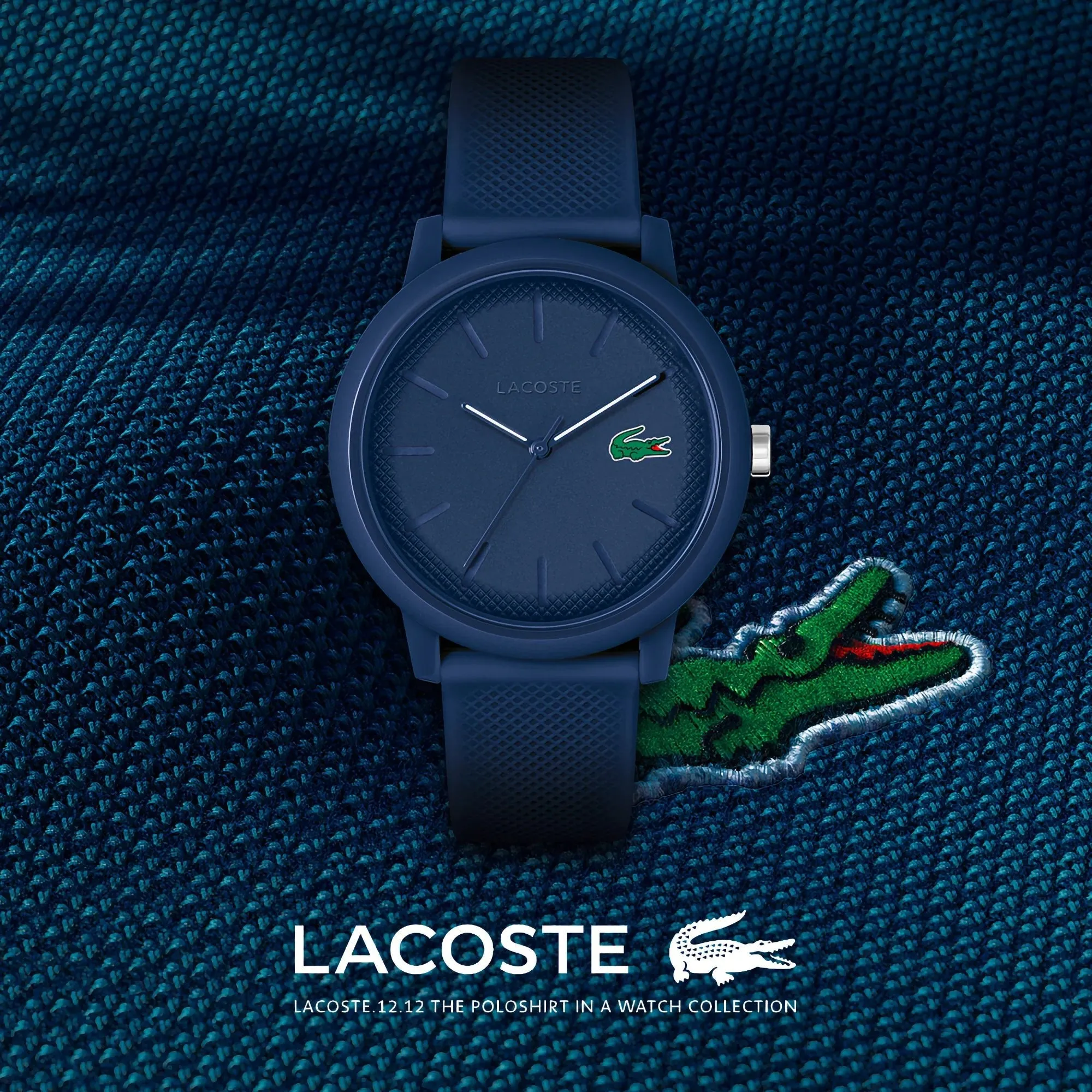 Lacoste.12.12 Blue Dial Blue Silicone Strap Men's Watch