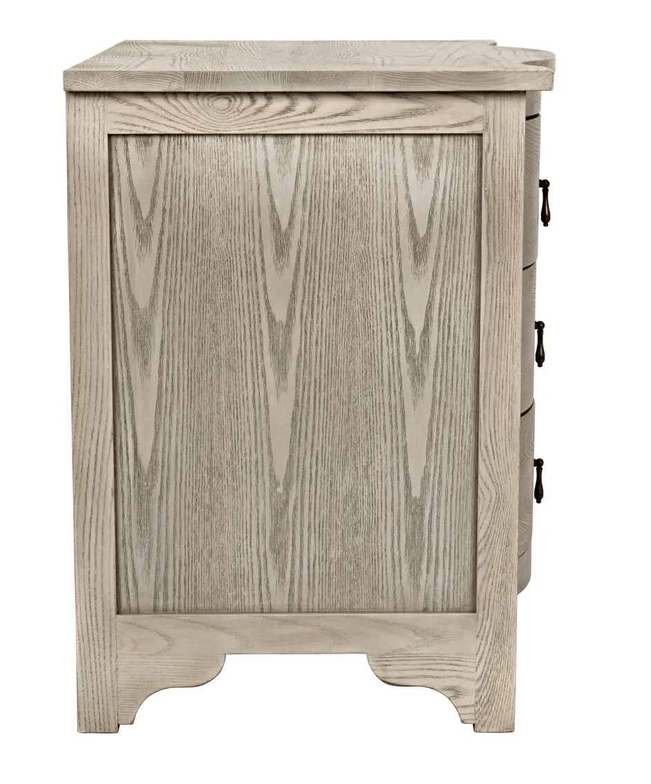 Laila Curved BedSide Chest in Vintage Grey