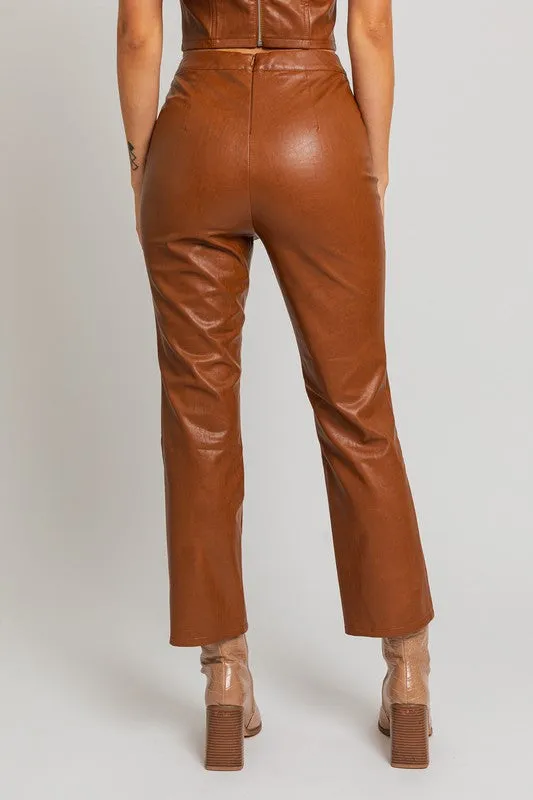 LE LIS Faux Leather Straight Pants
