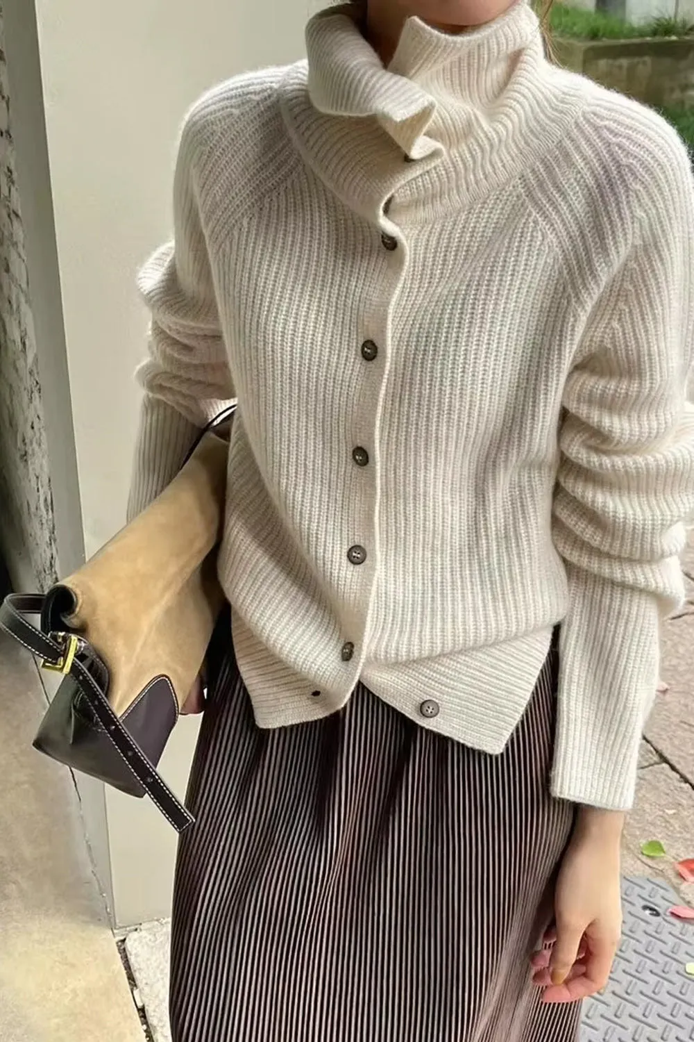 Long Sleeve Turtleneck Cardigan Button Sweater