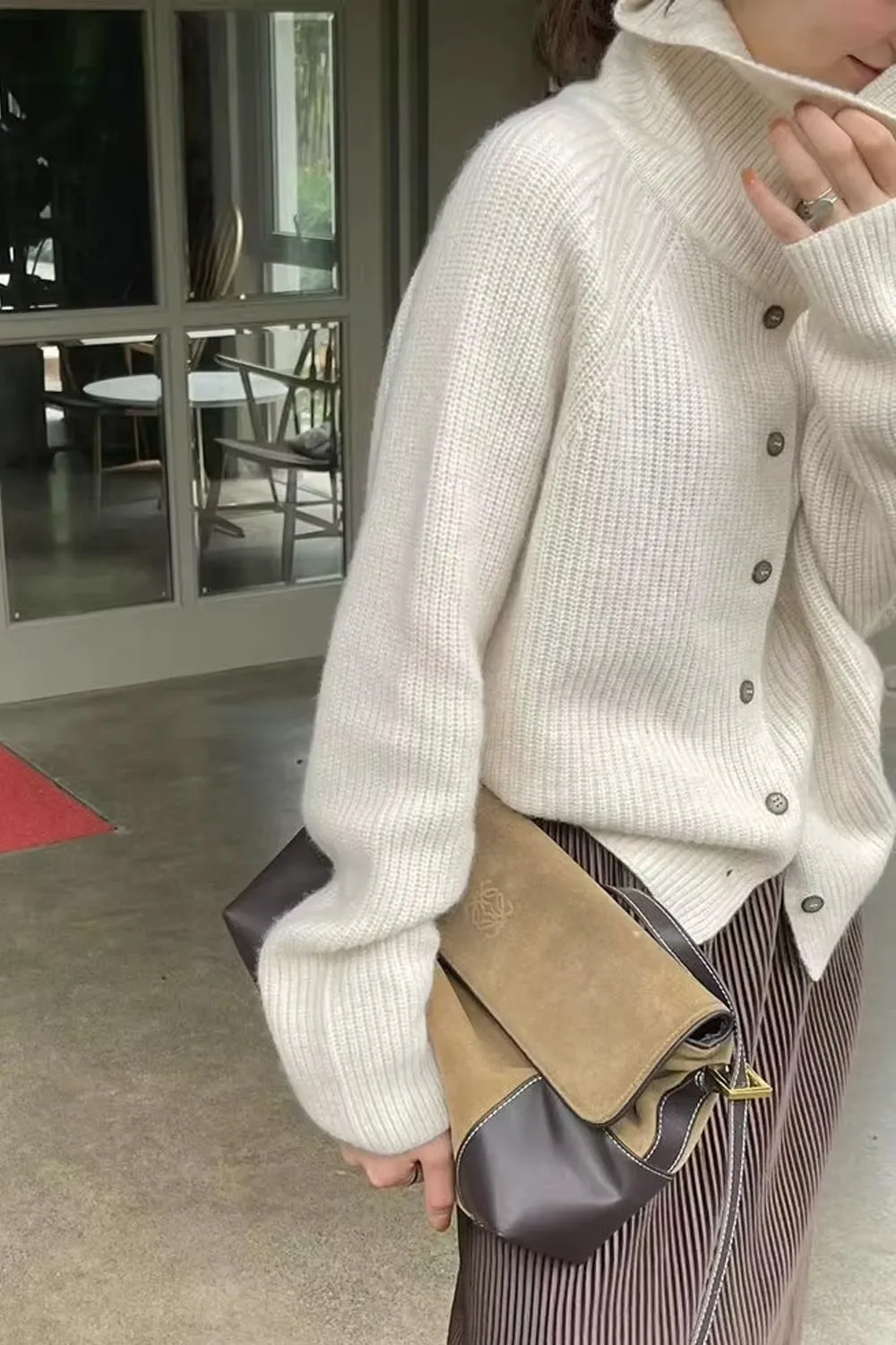 Long Sleeve Turtleneck Cardigan Button Sweater