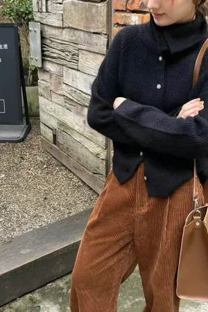 Long Sleeve Turtleneck Cardigan Button Sweater
