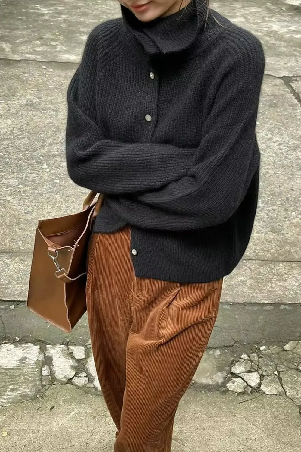 Long Sleeve Turtleneck Cardigan Button Sweater