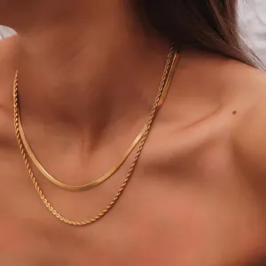 Luxe 18K Gold Plated Flat Snake Rope Chain Necklace