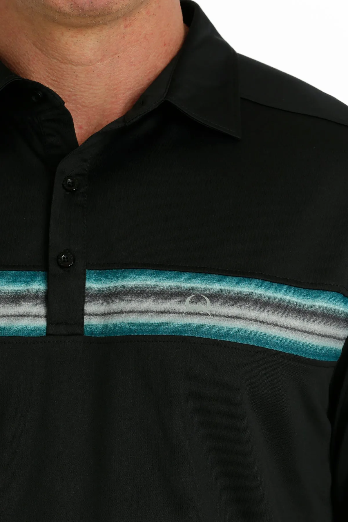 MENS BLACK STRIPE ARENAFLEX POLO SHIRT