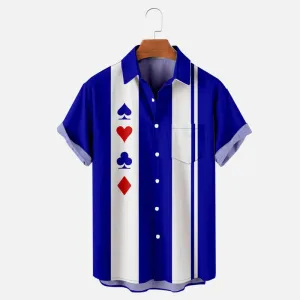 Men's Classic Poker Bowling Simple Short Sleeve Shirt