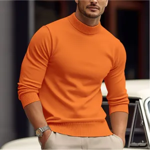 Men's Lightweight Mock Neck Pullover Sweater – Slim Fit Long Sleeve Knit for Smart Casual and Workwear Style