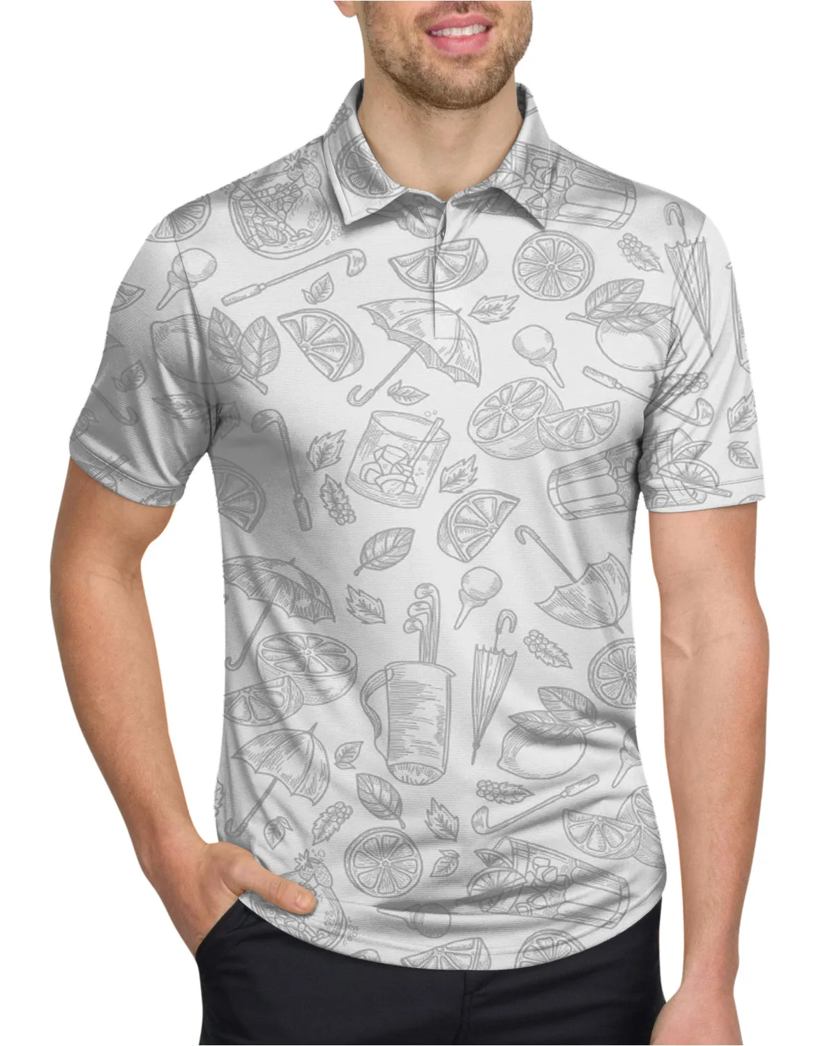 Men's Simple Pattern Performance Polos - PREORDER