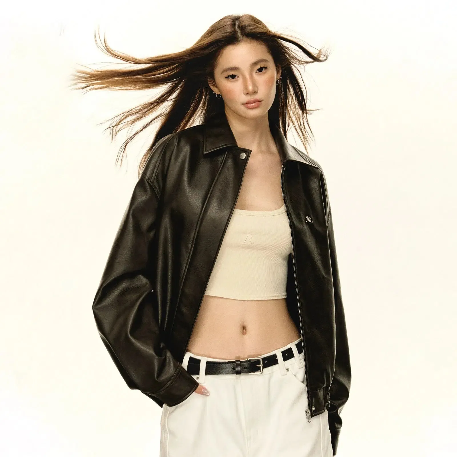 Minimalist Classic Zippered Leather Jacket