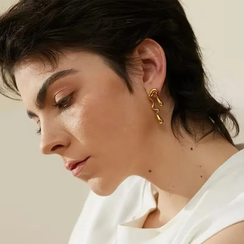 Minimalist Creative Metal Irregular Water Drop Earrings