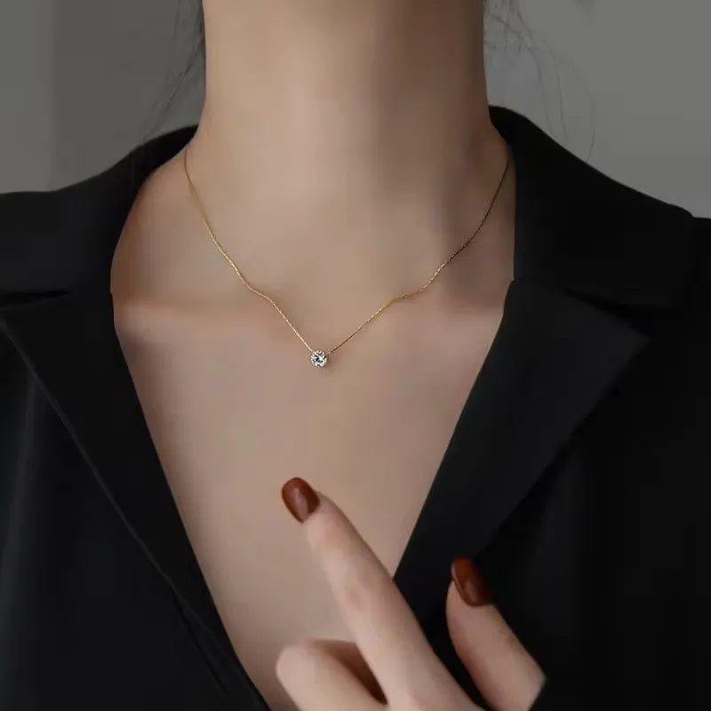 Minimalist Elegant Sparkling Zircon Clavicle Chain Necklace