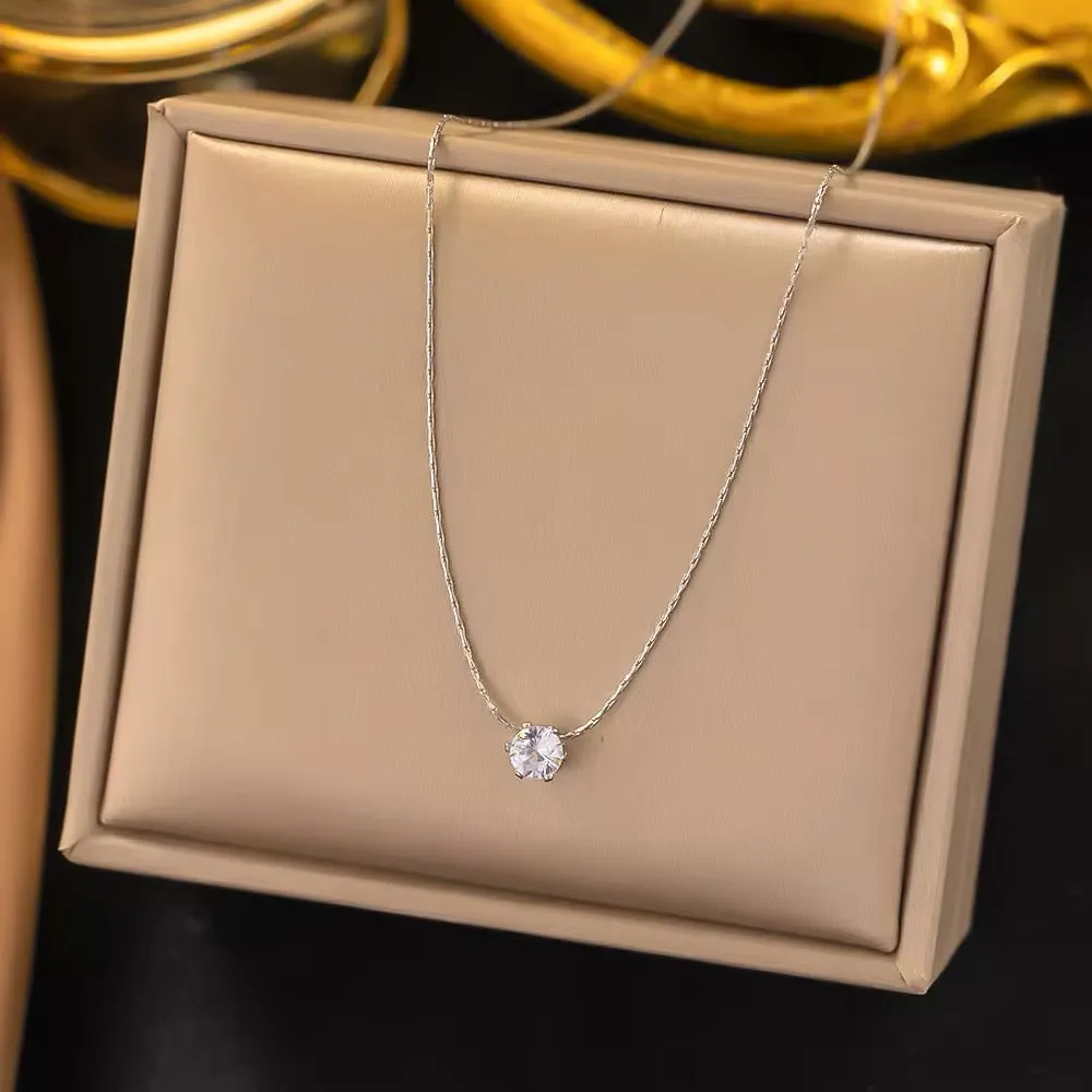 Minimalist Elegant Sparkling Zircon Clavicle Chain Necklace