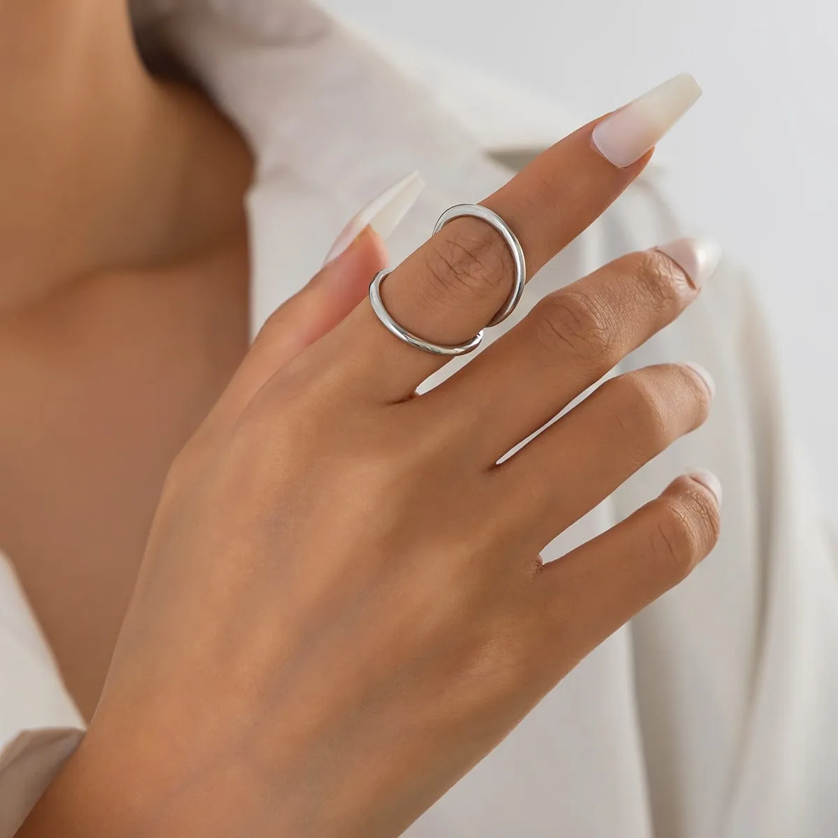 Minimalist Gold Silver Plated Duo Circle Ring