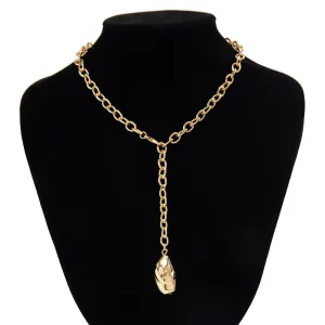 Minimalist Irregular Waterdrop Dangle Curb Chain Y Necklace