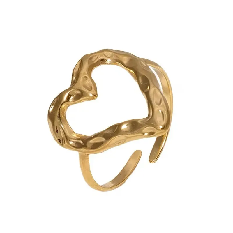 Minimalist Lovely Heart Gold Plated Adjustable Rings