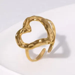 Minimalist Lovely Heart Gold Plated Adjustable Rings