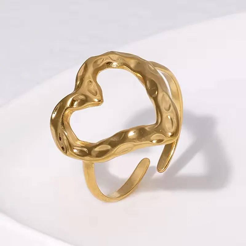 Minimalist Lovely Heart Gold Plated Adjustable Rings