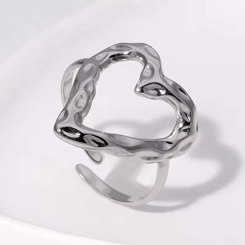 Minimalist Lovely Heart Gold Plated Adjustable Rings