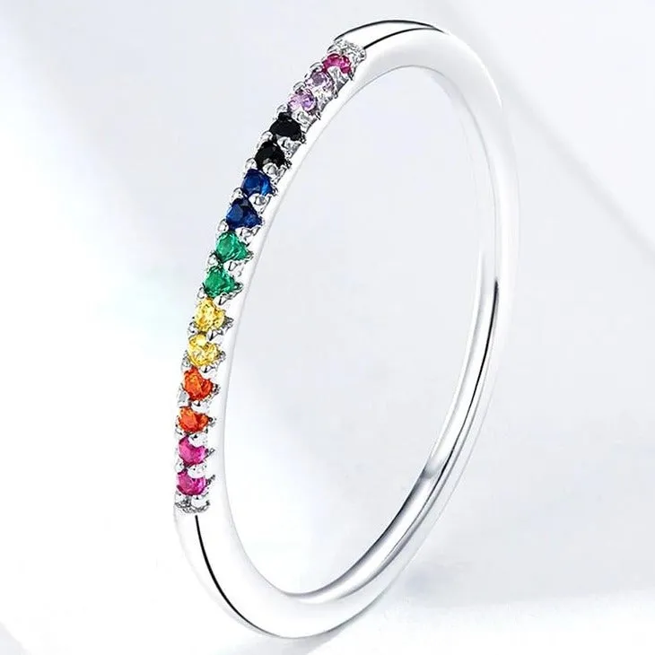 Minimalist Rainbow Crystals Ring