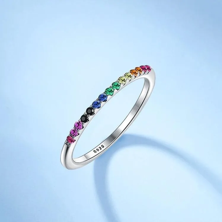 Minimalist Rainbow Crystals Ring