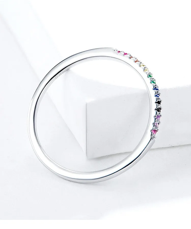Minimalist Rainbow Crystals Ring