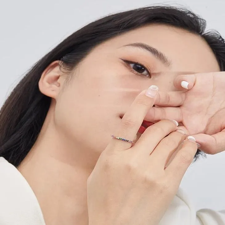 Minimalist Rainbow Crystals Ring