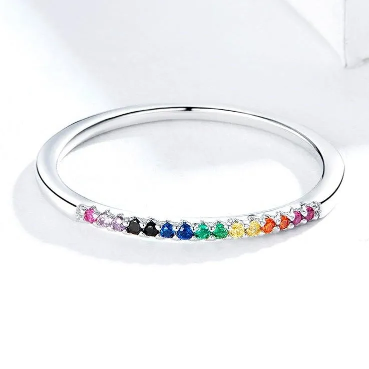 Minimalist Rainbow Crystals Ring