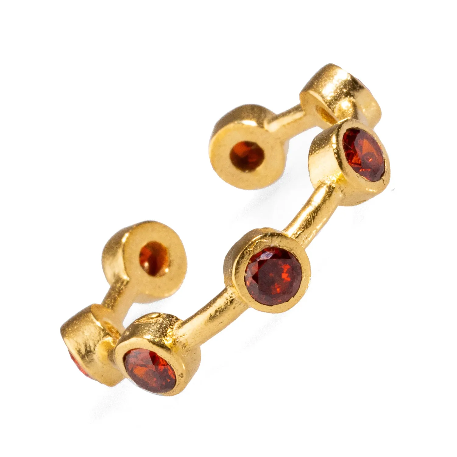 Minimalist Ruby Stone & Gold Stackable Adjustable Ring