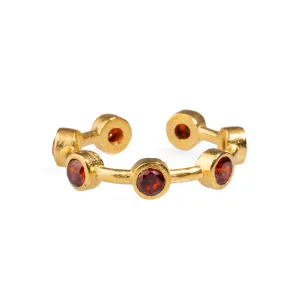 Minimalist Ruby Stone & Gold Stackable Adjustable Ring