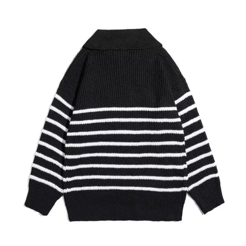 Minimalist Striped Polo Sweater