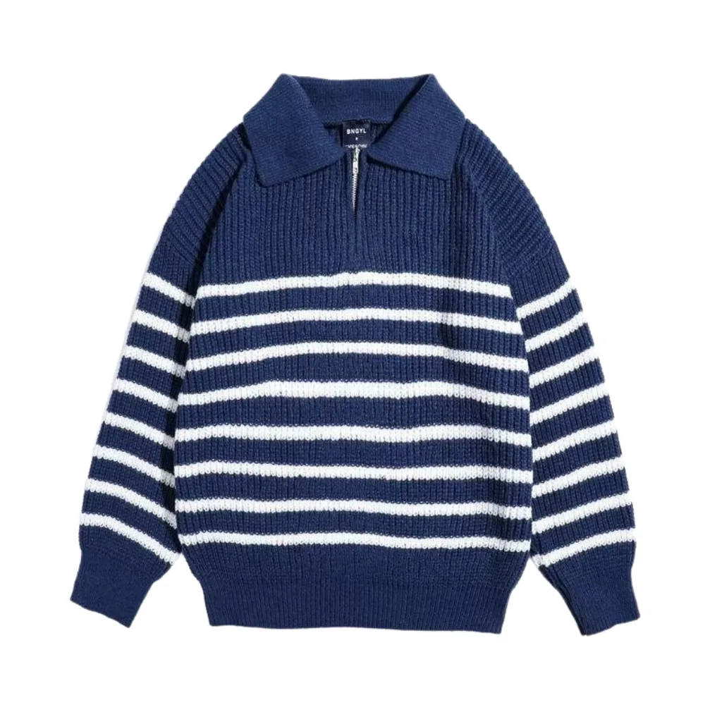 Minimalist Striped Polo Sweater