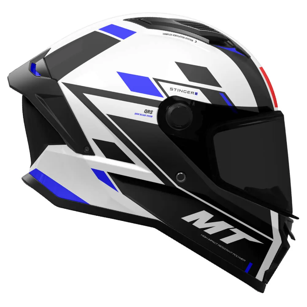 MT Stinger 2 Helmet Zivze A7 Gloss Black / White / Blue