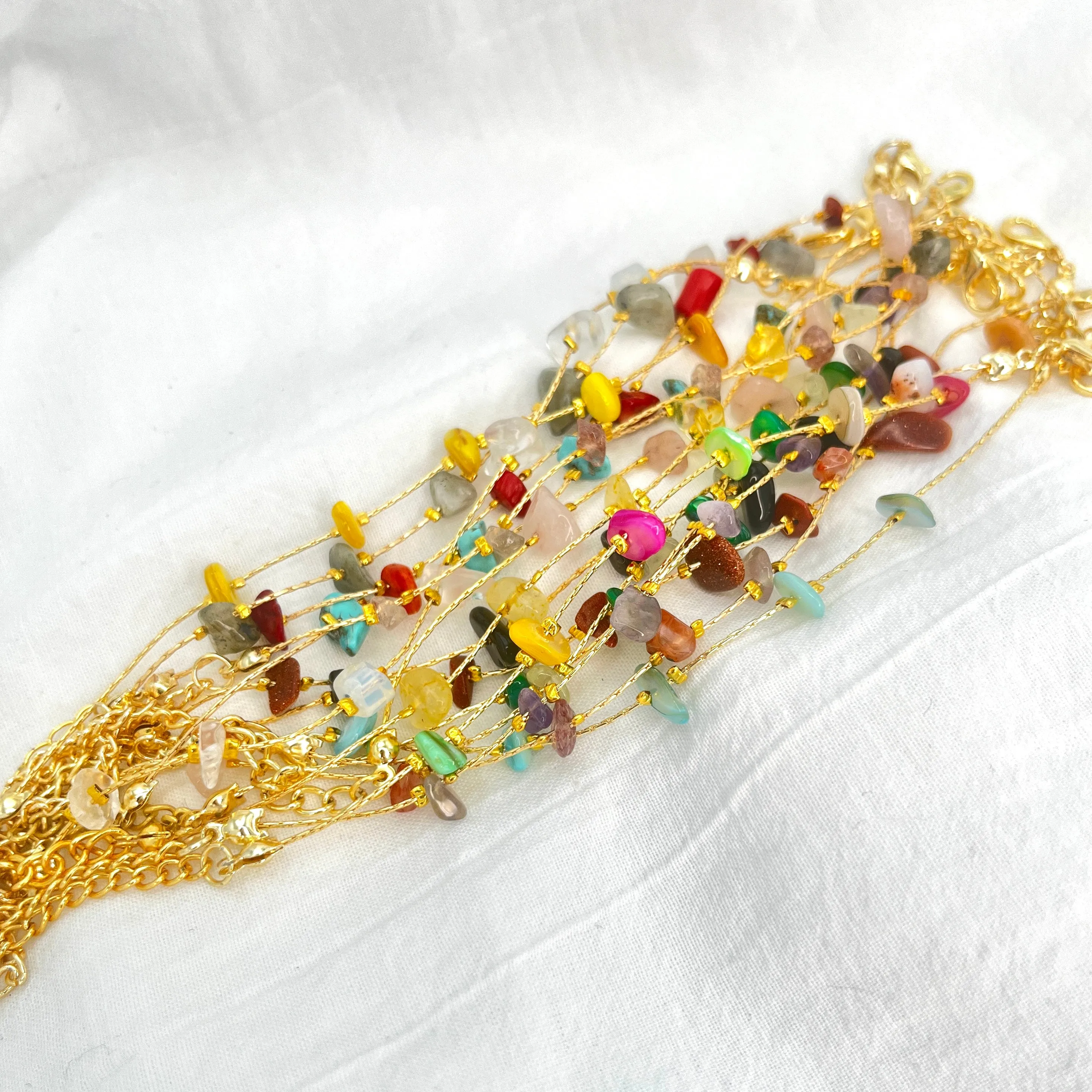 Natural Stone Adjustable Chain Bracelet –Elegant & Versatile